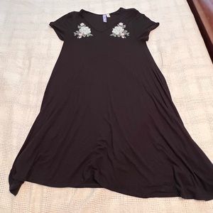 Francesca’s black tshirt dress with embroidery